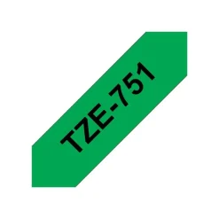 Brother TZe751 - Ruban d'étiquettes auto-adhésives - 1 rouleau (24 mm x 8 m) - fond vert écriture noire