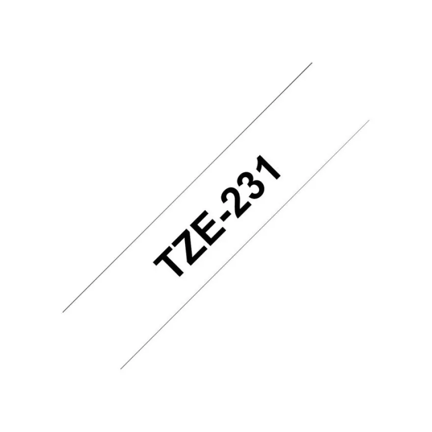 Brother TZe231 - Ruban d'étiquettes auto-adhésives - 1 rouleau (12 mm x 8 m) - fond blanc écriture noire