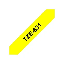 Brother TZe631 - Ruban d'étiquettes auto-adhésives - 1 rouleau (12 mm x 8 m) - fond jaune écriture noire