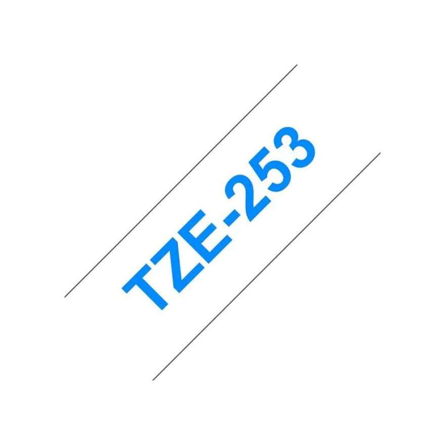 Brother TZe253 - Ruban d'étiquettes auto-adhésives - 1 rouleau (24 mm x 8 m) - fond blanc écriture bleu
