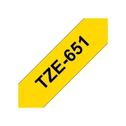Brother TZe651 - Ruban d'étiquettes auto-adhésives - 1 rouleau (24 mm x 8 m) - fond jaune écriture noire
