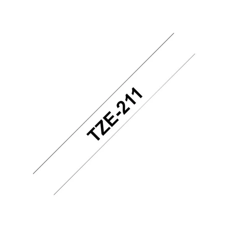 Brother TZe211 - Ruban d'étiquettes auto-adhésives - 1 rouleau (6 mm x 8 m) - fond blanc écriture noire