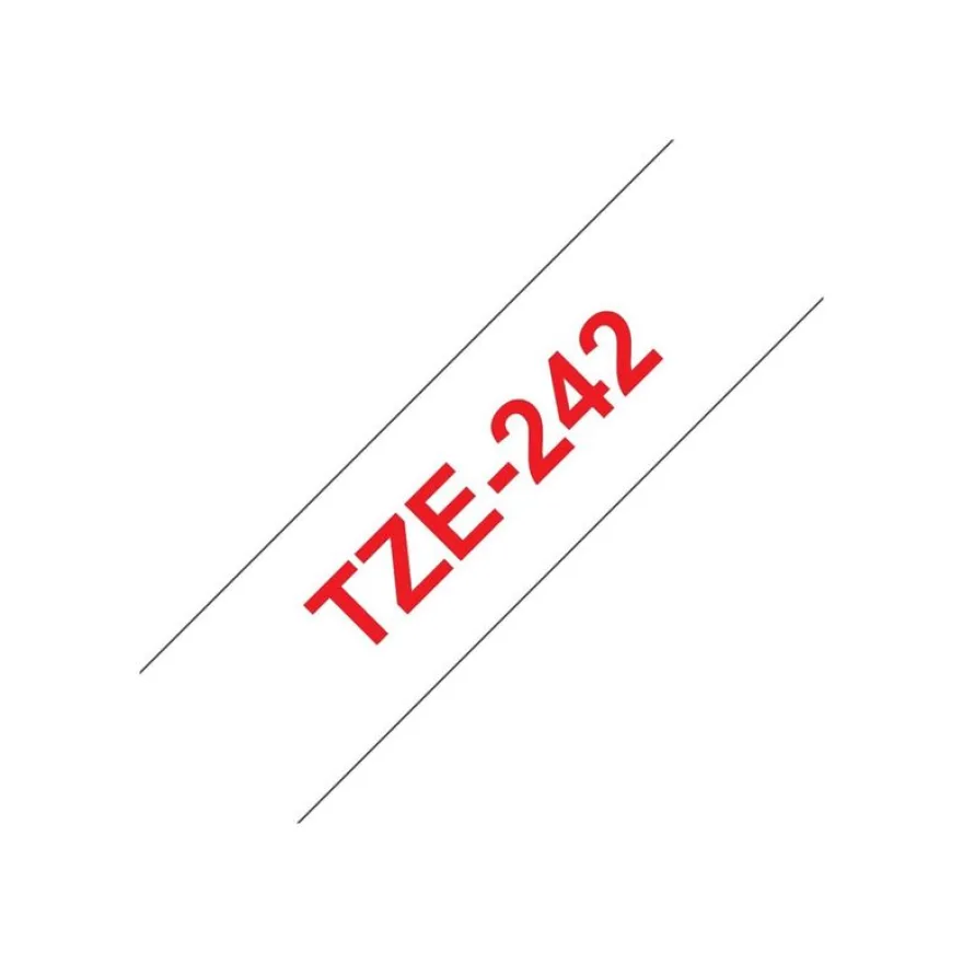 Brother TZe242 - Ruban d'étiquettes auto-adhésives - 1 rouleau (18 mm x 8 m) - fond blanc écriture rouge
