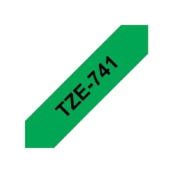 Brother TZe741 - Ruban d'étiquettes auto-adhésives - 1 rouleau (18 mm x 8 m) - fond vert écriture noire