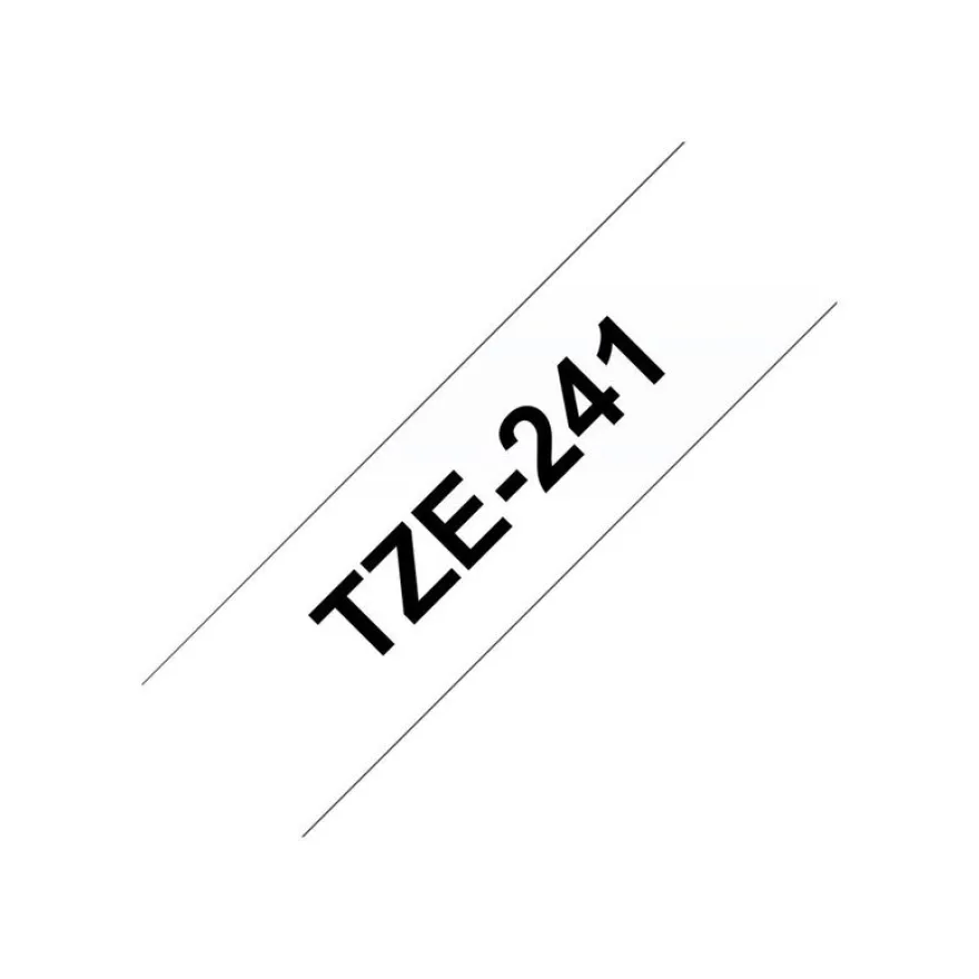 Brother TZe241 - Ruban d'étiquettes auto-adhésives - 1 rouleau (18 mm x 8 m) - fond blanc écriture noire