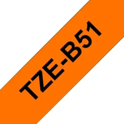 Brother TZeB51 - Ruban d'étiquettes auto-adhésives - 1 rouleau (24 mm x 8 m) - fond orange écriture noire fluorescent