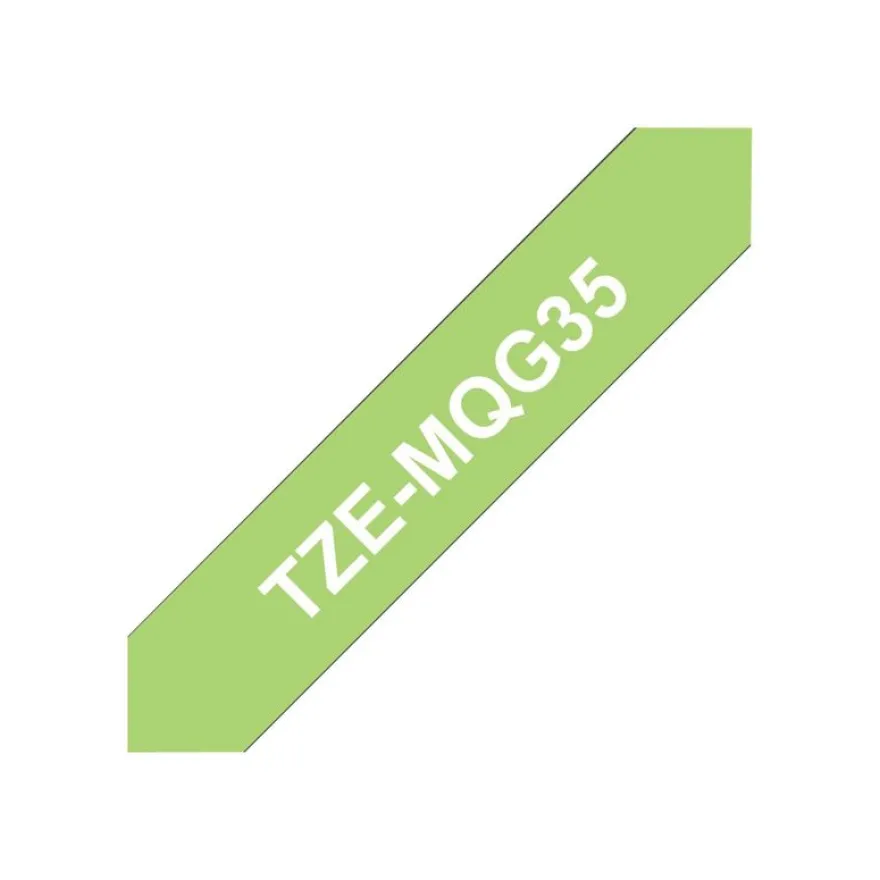 Brother TZeMQG35 - Ruban d'étiquettes auto-adhésives - 1 rouleau (12 mm x 8 m) - fond vert écriture blanche - mat