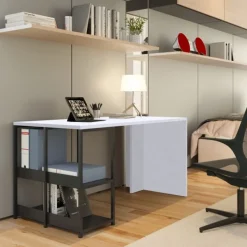 Bureau avec structure métallique - 140 cm - chêne
