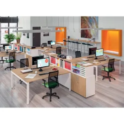 Bureau Bench IRIS - L180 cm - Plan de départ - Pieds aluminium - plateau imitation Erable