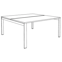 Bureau Bench IRIS - L180 cm - Plan de départ - Pieds aluminium - plateau imitation Erable