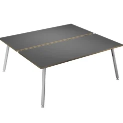 Bureau Bench LEONARDO - L180 x H74 x P168 - Pieds métal blancs - Anthracite chants chêne
