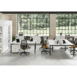 Bureau bench Trend - L140 - avec panneau de séparation - plateau imitation noyer clair