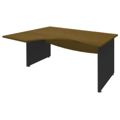 Bureau compact à gauche DUAL - L180 cm - Pieds Anthracite - plateau imitation noyer (Pieds de renfort ou caisson bout de bureau obligatoire à rajouter - non inclus)