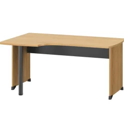 Bureau compact à gauche JAZZ+ - L160 cm - Pieds panneaux - chêne du bocage