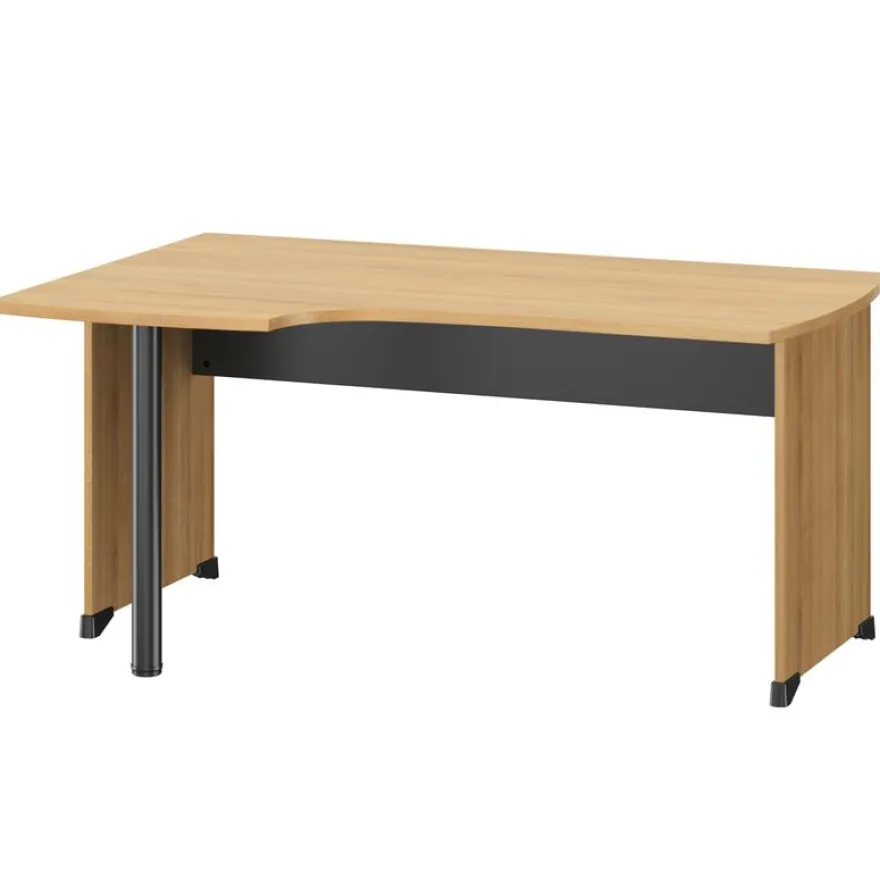 Bureau compact à gauche JAZZ+ - L160 cm - Pieds panneaux - chêne du bocage