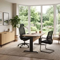 Bureau compact à gauche JAZZ+ - L160 cm - Pieds métal - chêne du bocage