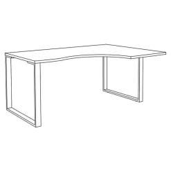 Bureau compact LOFTER - L180 cm - Retour à droite - Plateau imitation chêne clair - pied Carbone - (pied de renfort obligatoire à rajouter - non inclus)