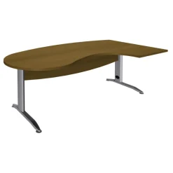 Bureau compact manager retour à droite IDRA - L200 cm - pieds alu - noyer (pied de renfort obligatoire à rajouter - non inclus)