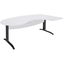 Bureau compact manager retour à droite IDRA - L200 cm - pieds anthracite - Blanc perle (pied de renfort obligatoire à rajouter - non inclus)