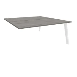 Bureau double STEELY - L160 cm - Elément suivant - Pieds blanc - plateau imitation Chêne gris