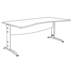Bureau double vague symétrique IDRA - L180 cm - pieds anthracite - plateau imitation noyer