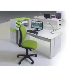Bureau droit DUAL - L140 - Pieds Anthracite - plateau imitation Chêne clair