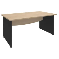 Bureau droit DUAL - L140 - Pieds Anthracite - plateau imitation Chêne clair