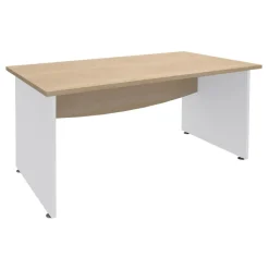 Bureau droit DUAL - L160 - Pieds blanc - plateau imitation Chêne clair
