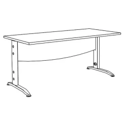 Bureau droit IDRA - L160 cm - Pieds blanc - plateau imitation Chêne clair