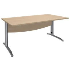 Bureau droit IDRA - L140 cm - Pieds alu - plateau imitation Chêne clair