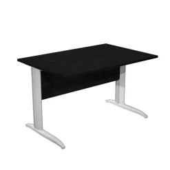 Bureau droit Trend - L160 - Pieds métals - plateau imitation frêne noir - pied alu