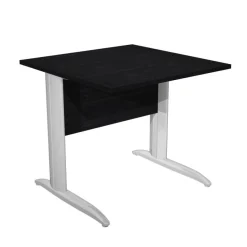 Bureau droit Trend - L80 - Pieds métals - plateau imitation frêne noir - pied effet chromé