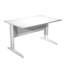 Bureau droit Trend - L140 - Pieds métals - plateau blanc - pied blanc