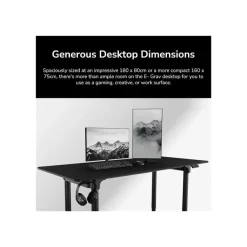 Bureau E-GRAV 180 - Bureau gaming assis/debout - réglage électrique - L180 cm - noir