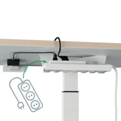 Bureau ERGO – Bureau assis-debout compact – Réglage électrique 65-130cm – Blanc