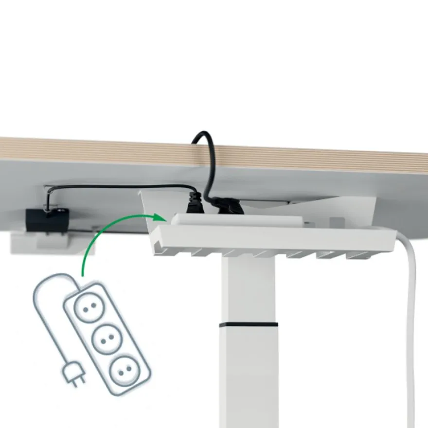 Bureau ERGO – Bureau assis-debout compact – Réglage électrique 65-130cm – Blanc