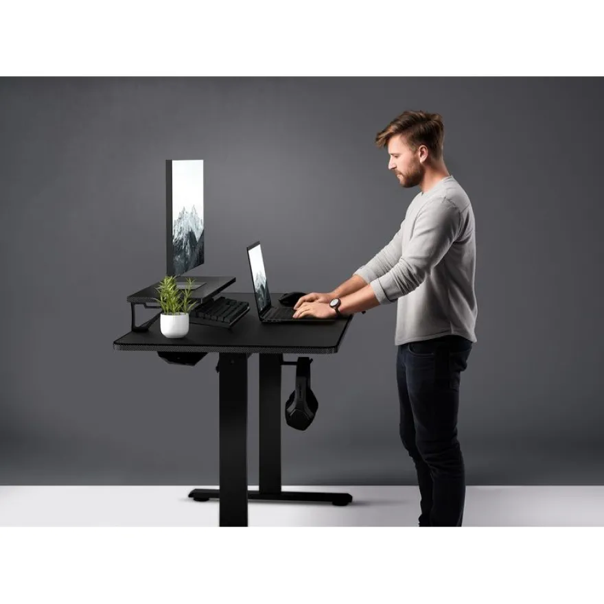 Bureau E-Star 120 - Bureau gaming assis/debout - réglage électrique - L120 cm - noir
