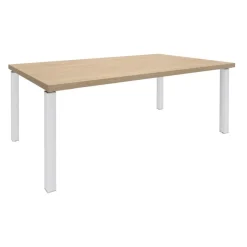 Bureau EXPRIM Manager - L200 x P100 x H72,5 cm - Plateau imitation chêne clair - Pieds blanc
