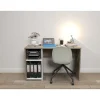Bureau home office - Finition blanc et imitation chêne avec 1 partie rangement