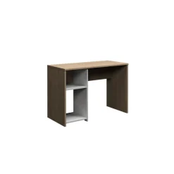Bureau home office - Finition blanc et imitation chêne avec 1 partie rangement