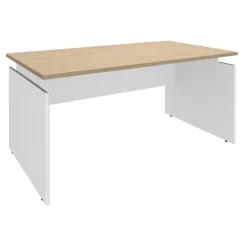 Bureau INEO JET UP Bureau Vallée - Réglable en hauteur - L160 x H74/78/82 x P80 cm - Pieds blanc - plateau imitation chêne clair - Entretoise Blanc