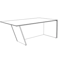 Bureau KHEOPS avec pied droit à droite - L200 - plateau imitation noyer - structure blanc perle