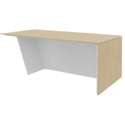 Bureau KHEOPS avec pied droit à droite - L200 - plateau imitation chêne clair - structure blanc perle