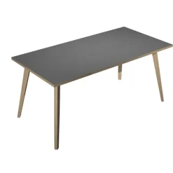 Bureau LEONARDO - 160 cm - Pieds bois - Anthracite chants chêne