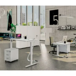 Bureau LEVEL - Bureau éléctrique - L160 - pied carbone - plateau imitation chêne clair