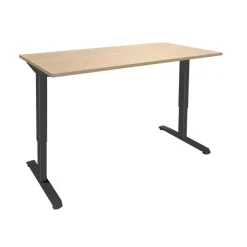 Bureau LEVEL - Bureau éléctrique - L160 - pied carbone - plateau imitation chêne clair