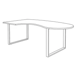 Bureau LOFTER Manager arrondi - retour à gauche - L200 cm - Plateau imitation chêne clair - Pied carbone (Pieds de renfort obligatoire à rajouter - non inclus)