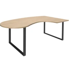 Bureau LOFTER Manager arrondi - retour à droite - L200 cm - Plateau imitation chêne clair - Pied carbone (Pieds de renfort obligatoire à rajouter - non inclus)