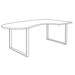 Bureau LOFTER Manager arrondi - retour à droite - L200 cm - Plateau imitation chêne clair - Pied carbone (Pieds de renfort obligatoire à rajouter - non inclus)