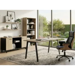Bureau MAMBO - 140 cm - Pieds métal - Chêne Sonoma/noir